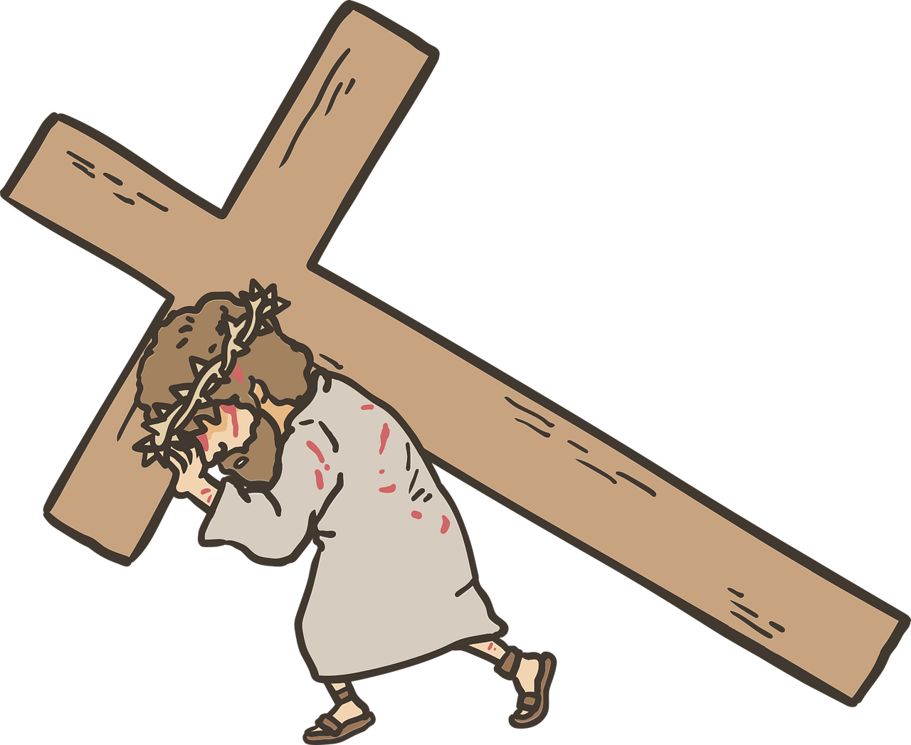 Picture of man presumably Jesus carrying a cross